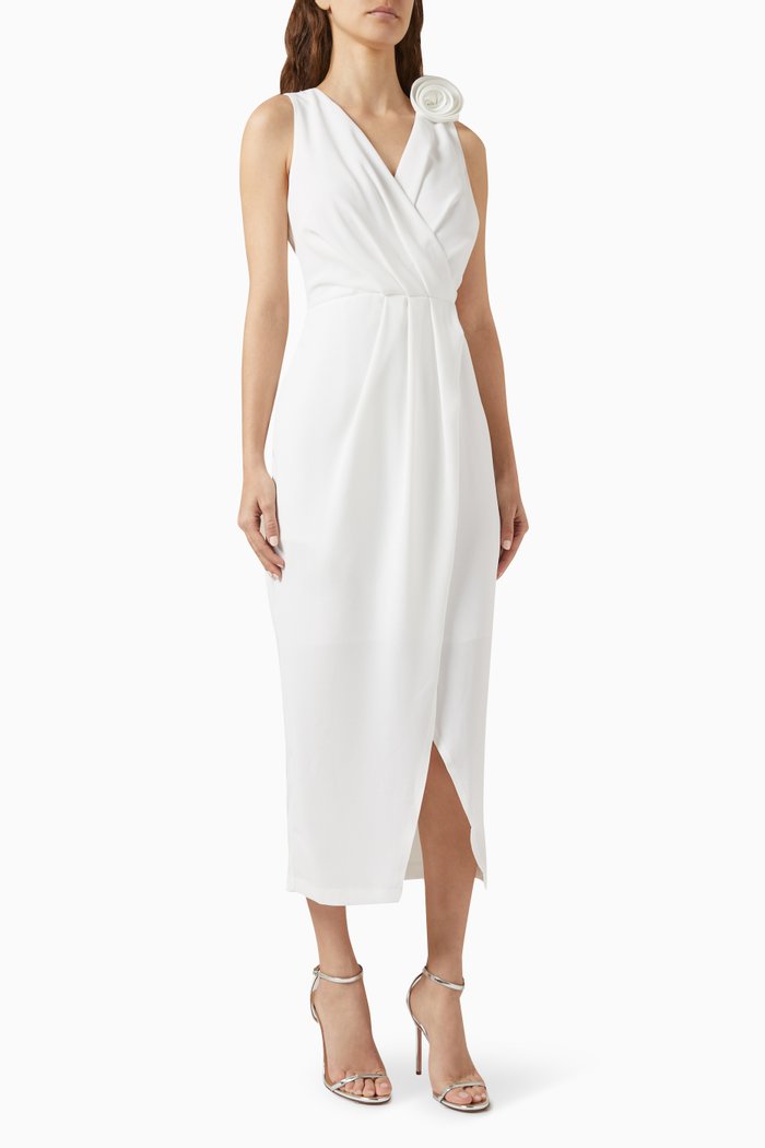 

Rose Detail Midi Dress, White