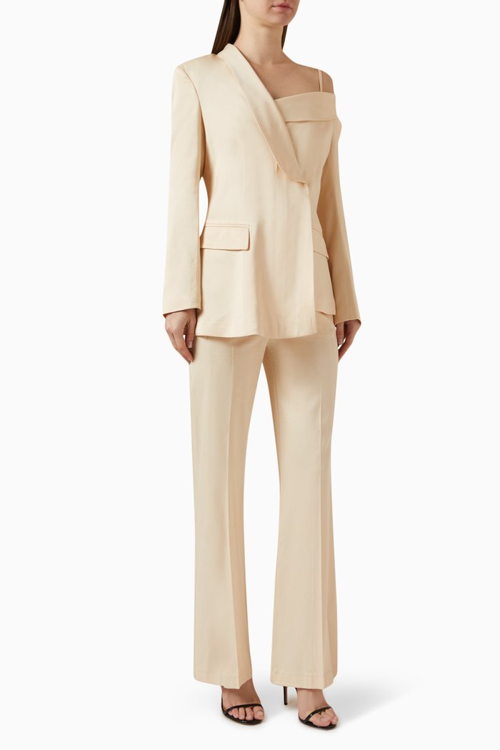 

Asymmetrical Suit Jacket & Pants Set, Neutral