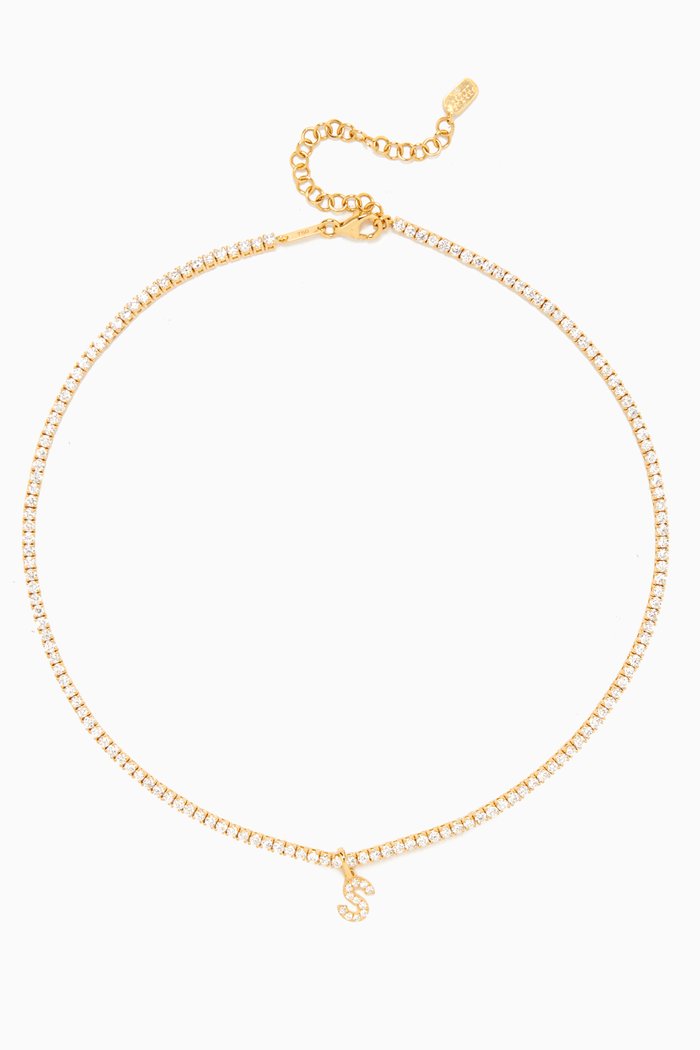

S Letter Diamond Tennis Choker in 18kt Yellow Gold, Neutral