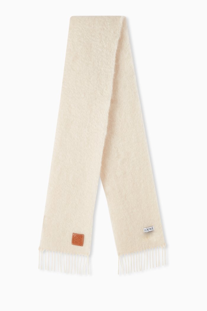 

Anagram Logo Mohair Wool Scarf, White