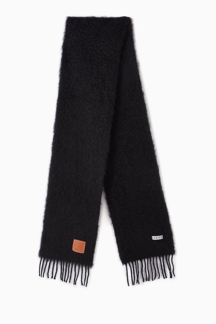 

Anagram Logo Mohair Wool Scarf, Black