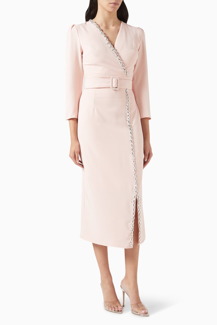 

Crystal-embellished Midi Dress, Pink