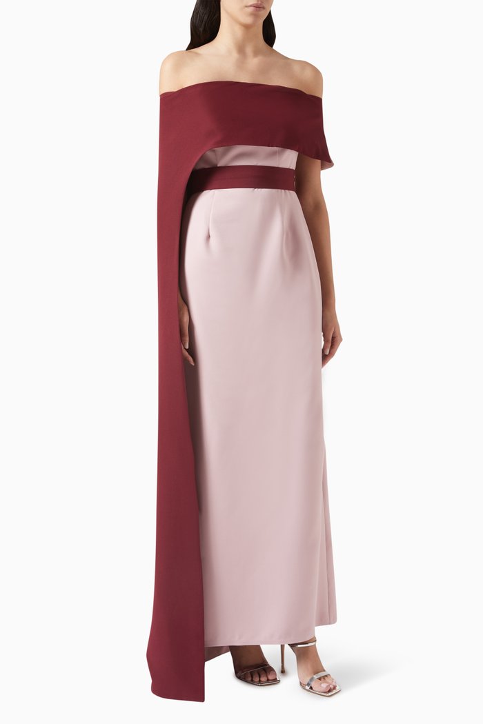 

Two-tone Off-shoulder Dress, Pink