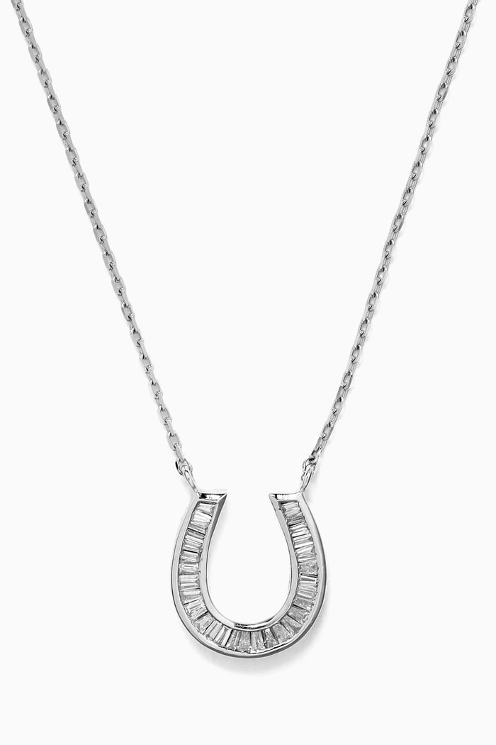 

Horseshoe Diamond Baguette Necklace in 18kt Gold, Silver