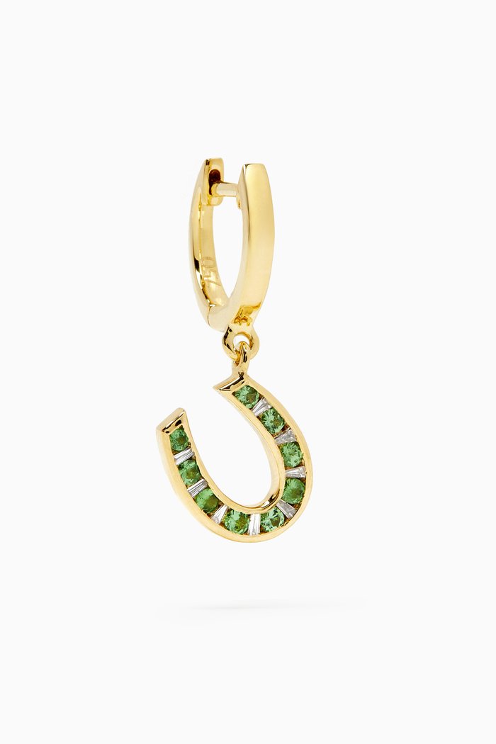 

Horseshoe Emerald & Diamond Single Earring in 18kt Gold, Yellow