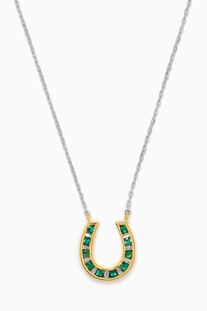 

Horseshoe Diamond & Emerald Necklace in 18kt Gold, Yellow