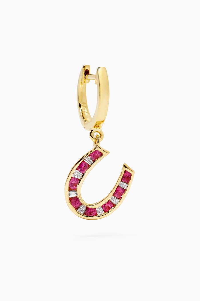 

Horseshoe Diamond & Ruby Earring in 18kt Gold, Yellow