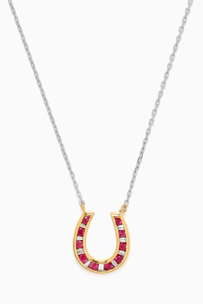

Horseshoe Diamond & Ruby Necklace in 18kt Gold, Yellow