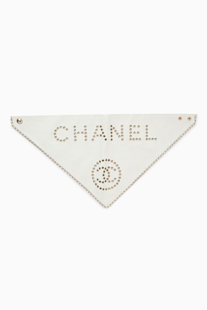 Monogram Collar Bandana in Leather, White