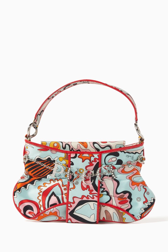 

Chain Monogram Top-handle Bag in Silk Jacquard, Multicolour