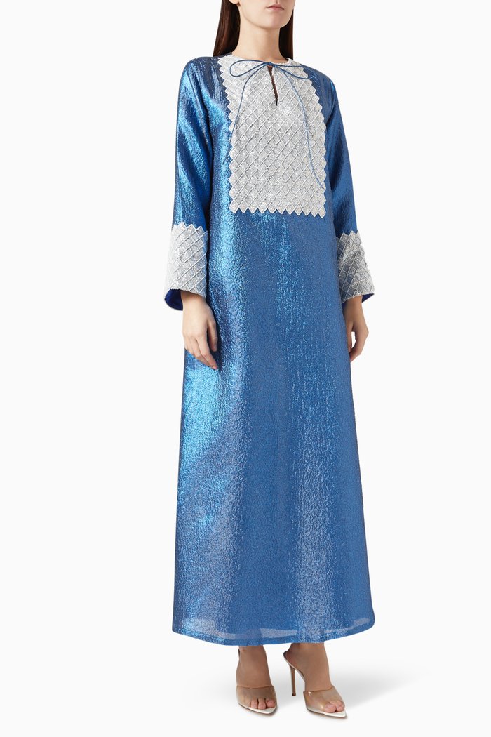 

Bead-embellished Kaftan in Organza, Blue