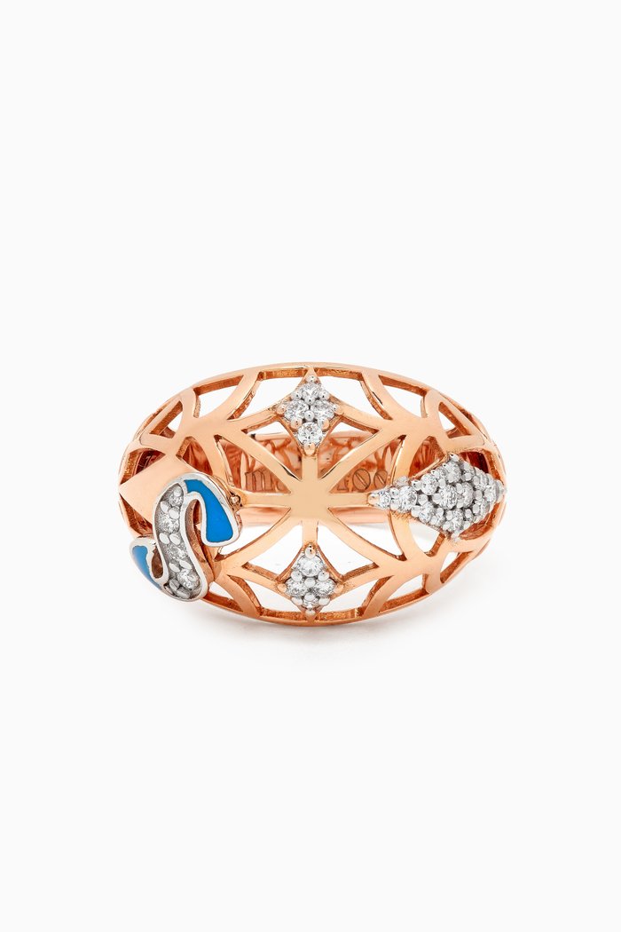 

Retro Diamond & Enamel Letter 'S' Ring in 18kt Rose Gold
