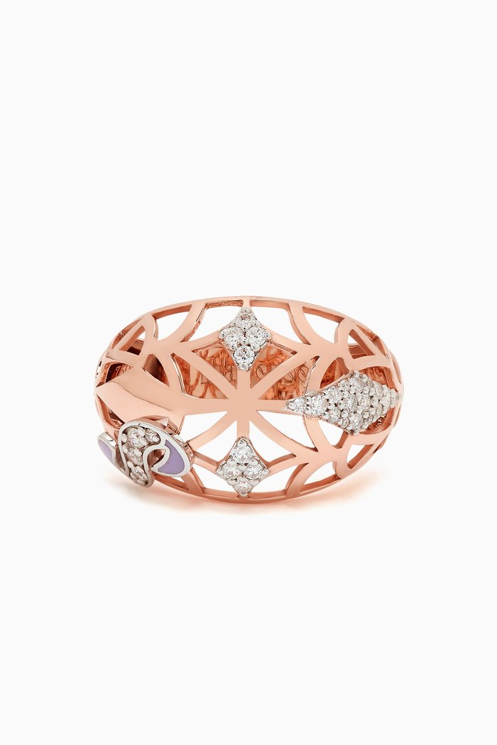 

Retro Diamond & Enamel Letter 'S' Ring in 18kt Rose Gold
