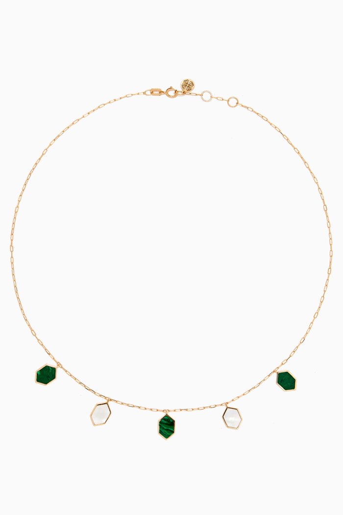 

Joyful Malachite & Pearl Choker in 18kt Gold, Yellow