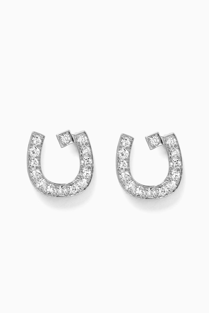 

Arabic Initial "N" Diamond Stud Earrings in 18kt White Gold