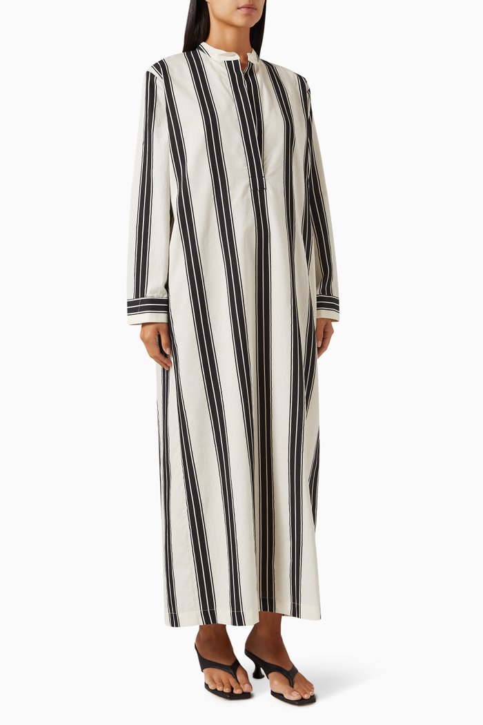 

Relaxed Striped Kaftan in Cotton & Linen-blend, Multicolour
