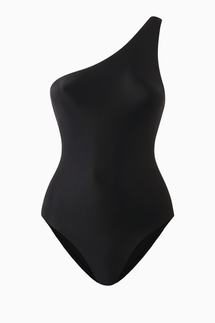 

Asymmetric One-piece Swimsuit in Viscose-knit, Black