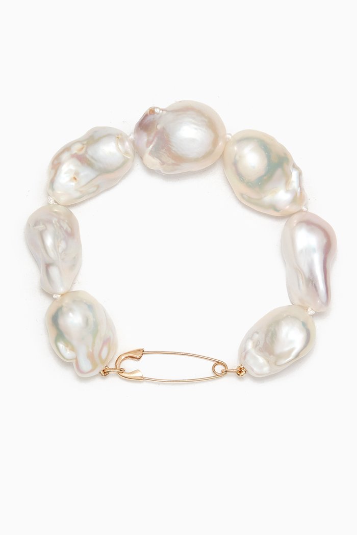 

Baroque Safety Pin Bracelet in 14kt Gold, Yellow