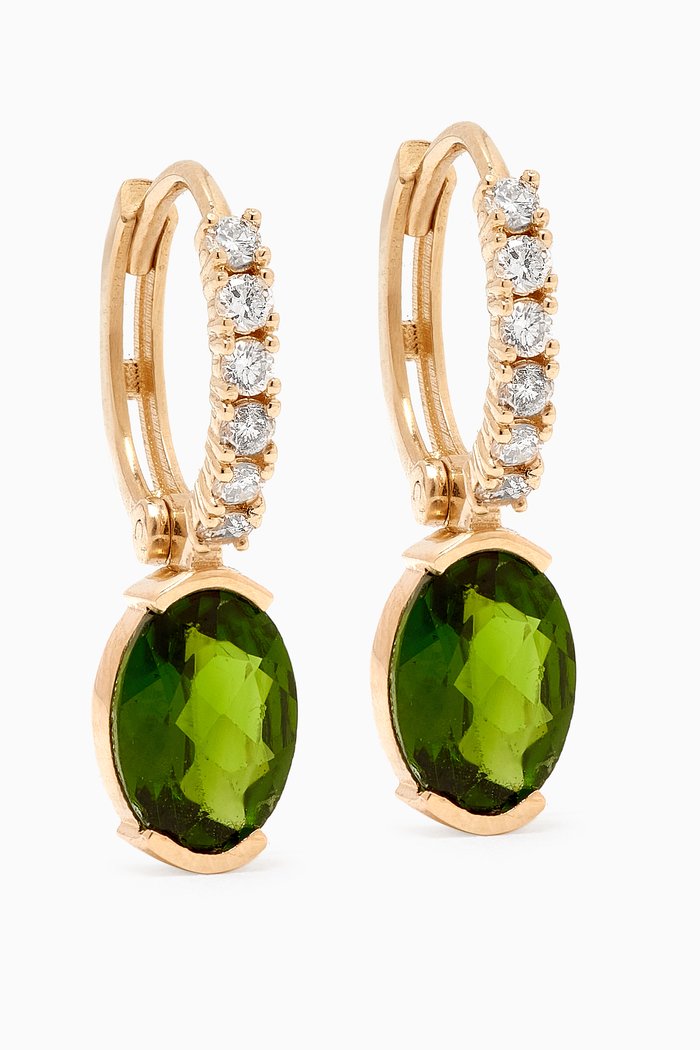 Chrome Diamond Huggies in 14kt Gold, Yellow