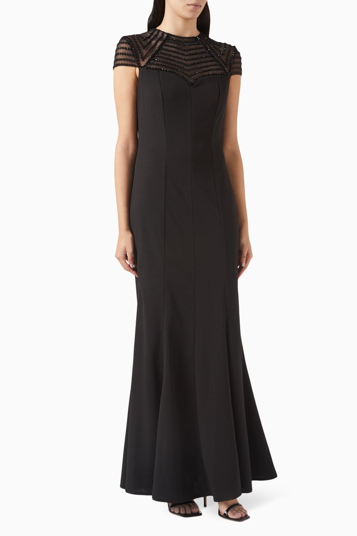 

Bead-embellished Maxi Dress, Black