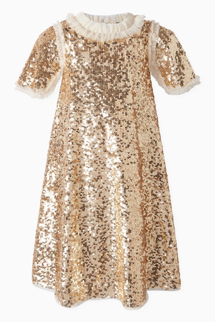 

Matilda Dress in Recycled Polyester, Gold