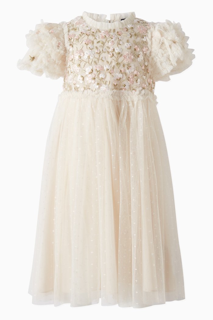 

Posy Bodice Dress in Recycled Polyester, Neutral