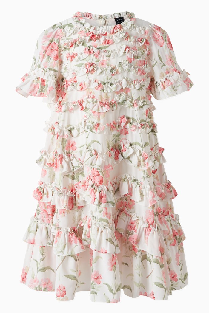 

Summer Posy Dress in Crepe, White