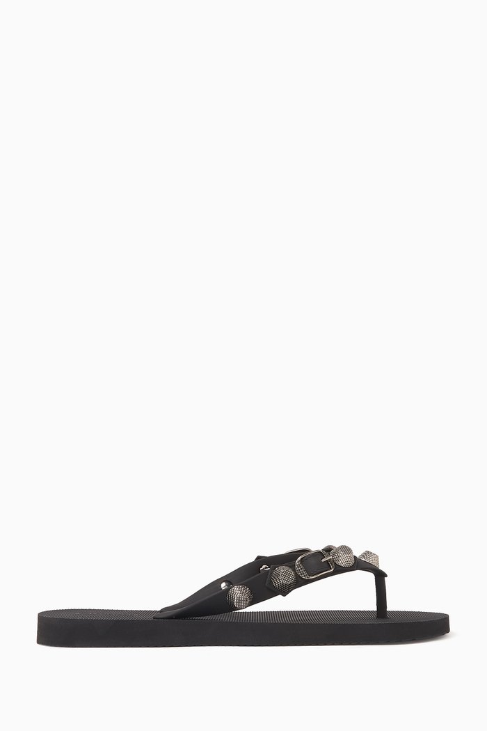 Cagole Slide Sandals in Rubber, Black
