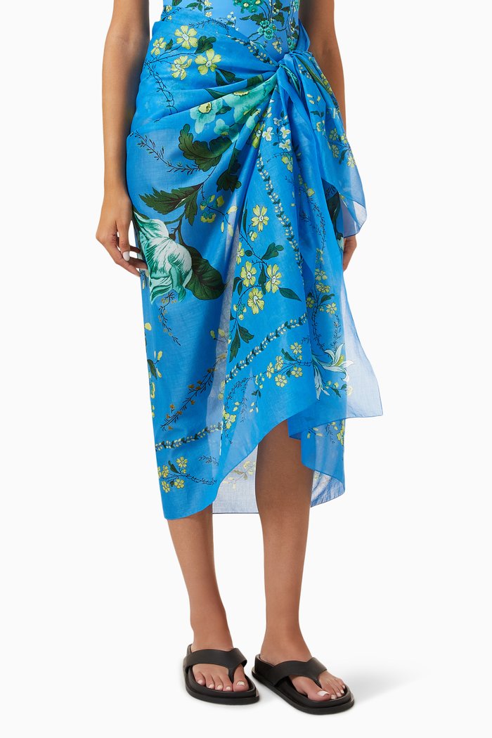 

Printed Sarong in Cotton Voile, Blue