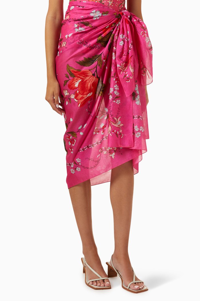 

Printed Sarong in Cotton Voile, Pink