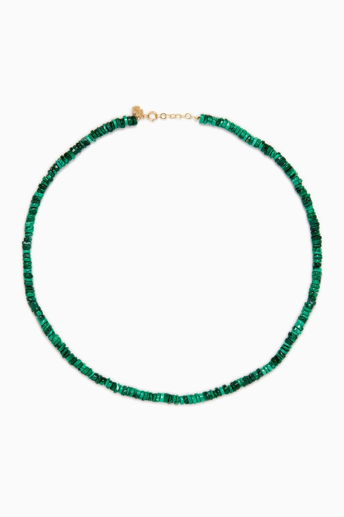 

Rondelles Malachites Beaded Necklace in 18kt Gold, Yellow