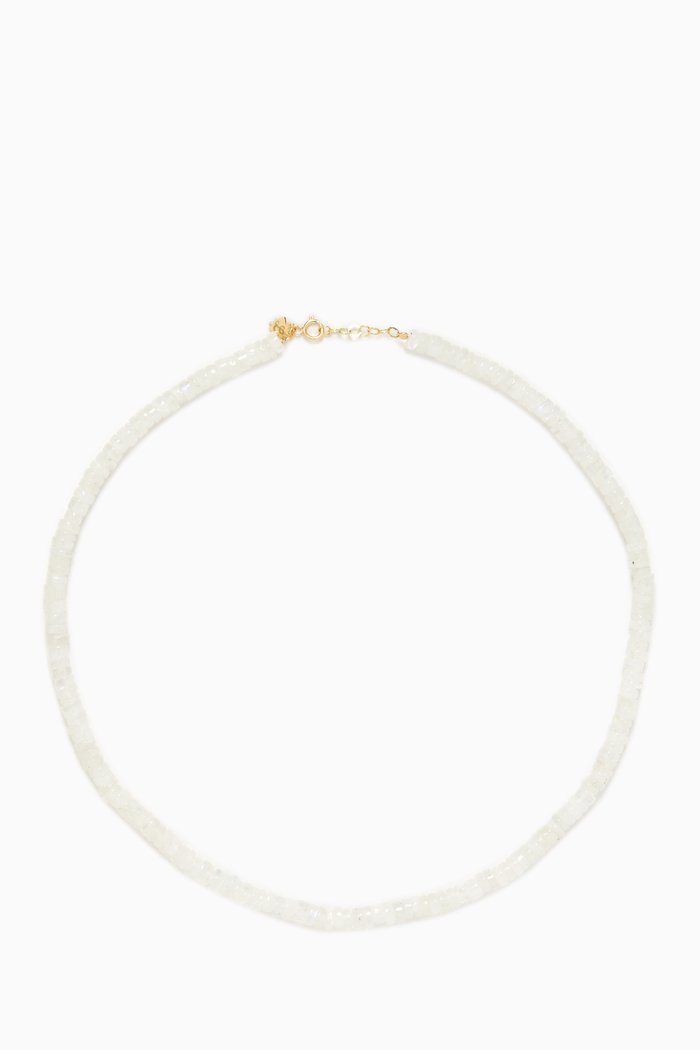 

Rondelles Rainbow Moonstones Beaded Necklace in 18kt Gold, Yellow
