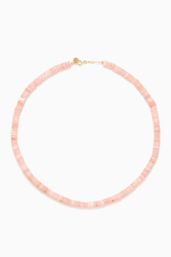 

Rondelles Pink Opal Beaded Necklace in 18kt Gold, Yellow