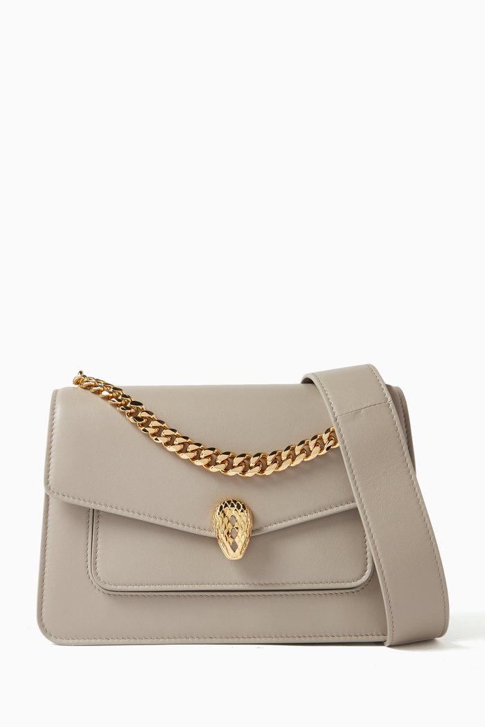 

Serpenti Forever Chain Crossbody Bag in Nappa, Neutral