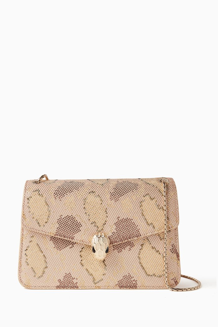 

Serpenti Forever Crystal Embellished Bag, Neutral