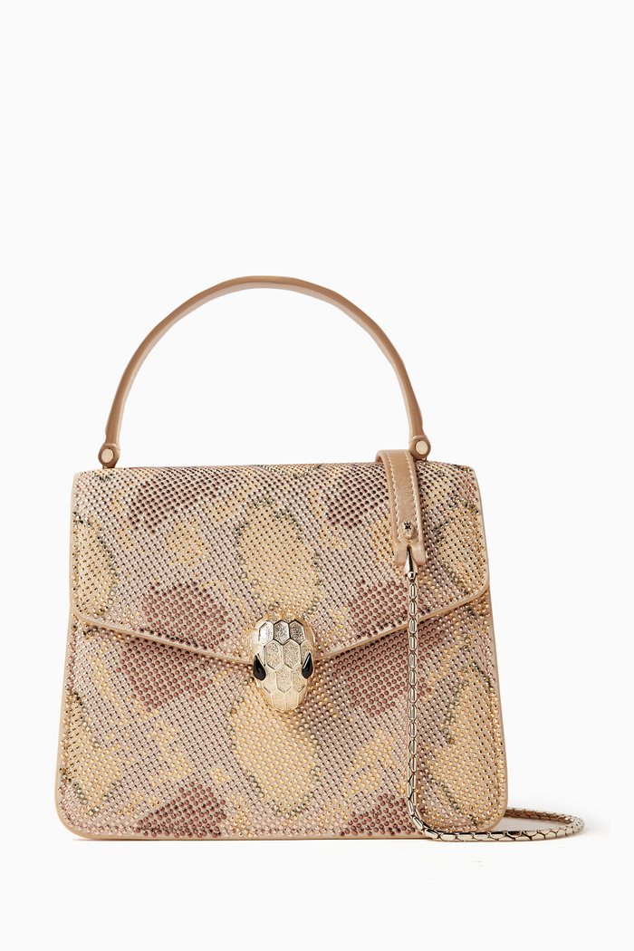 

Serpenti Forever Crystal Embellished Top-handle Bag, Neutral