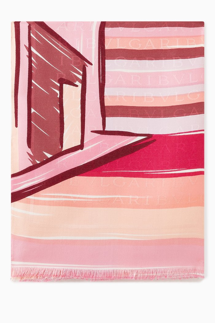 

Roman Wonders Stole in Wool-silk, Pink
