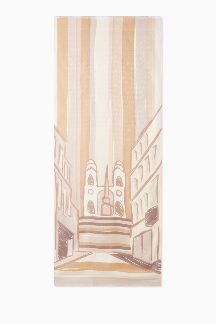 

Roman Wonders Stole in Wool-silk, Neutral