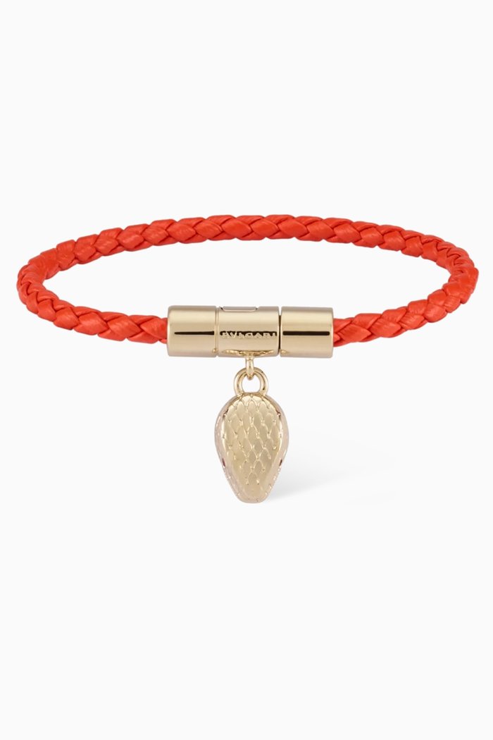 

Serpenti Forever Bracelet in Calf Leather & Gold-plated Brass, Orange