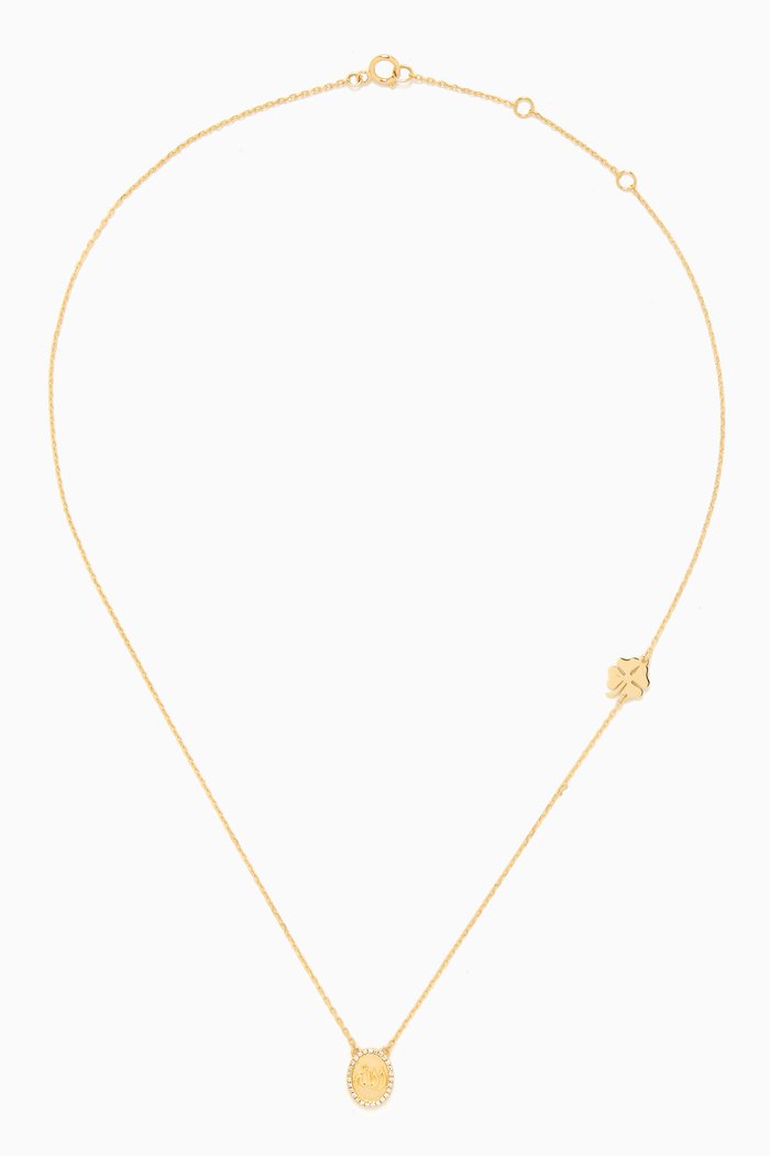

Tiny Medallion Diamond Allah Necklace in 18kt Gold, Yellow
