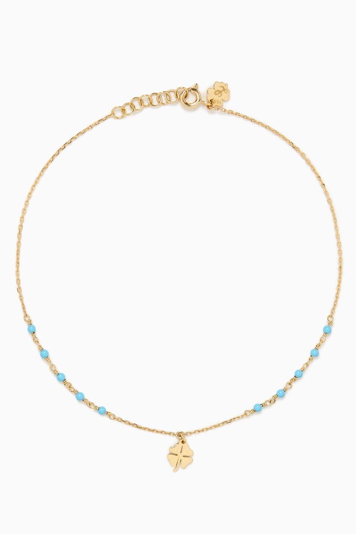 

Clover Dots Anklet in 18kt Gold, Blue