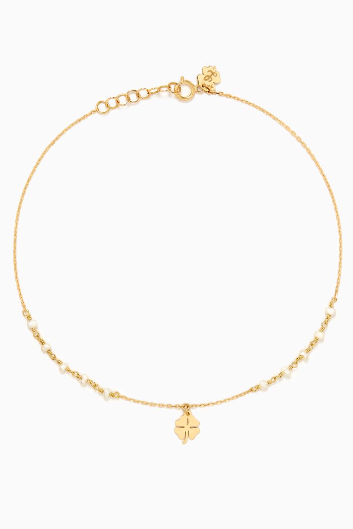 

Clover Dots Anklet in 18kt Gold, White