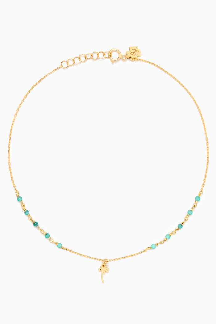 

Palm Tree Dot Anklet in 18kt Gold, Yellow
