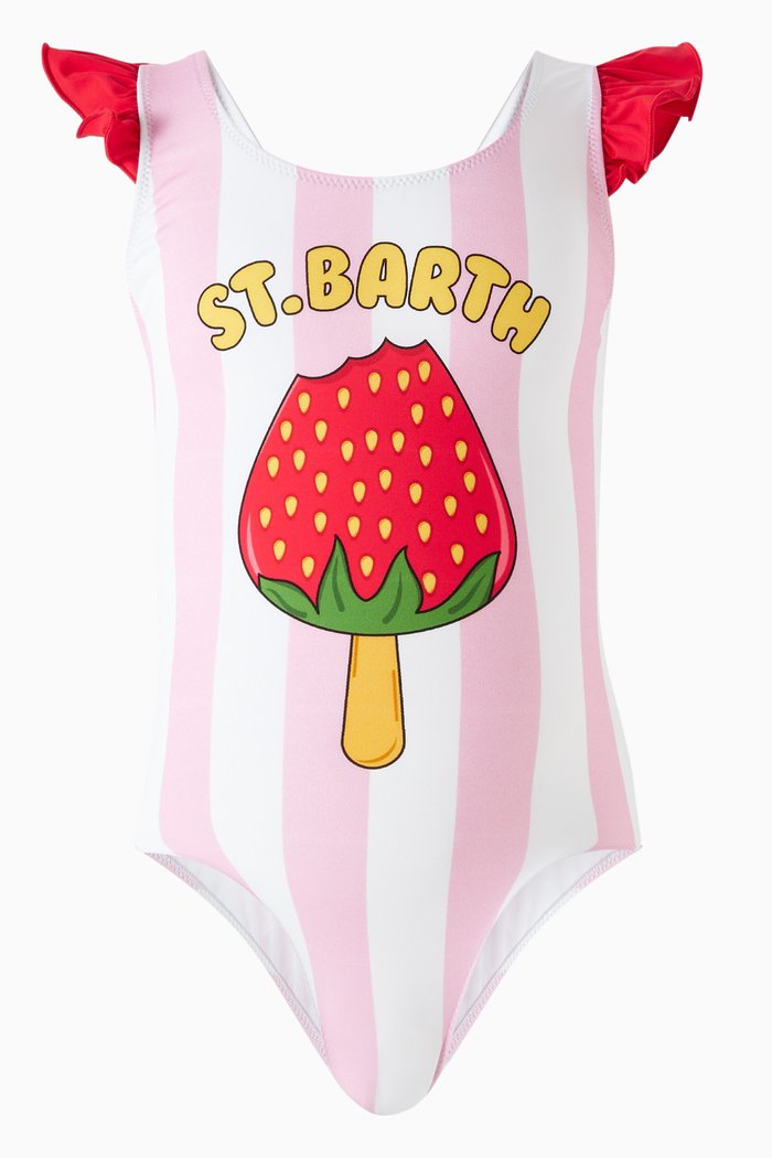 

Ruffled One-piece Swimsuit in Stretch Nylon, Pink