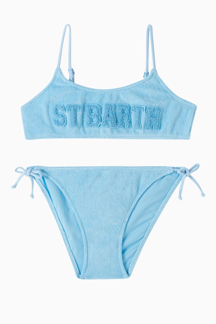 

Striped Two-piece Swimsuit in Stretch Nylon, Blue