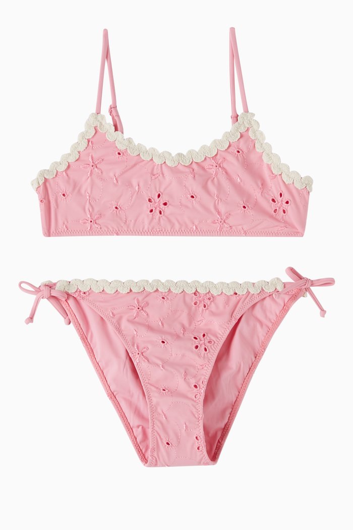 

Striped Two-piece Swimsuit in Stretch Nylon, Pink