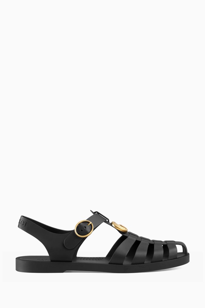 

Buckle Strap Sandals in Rubber, Black