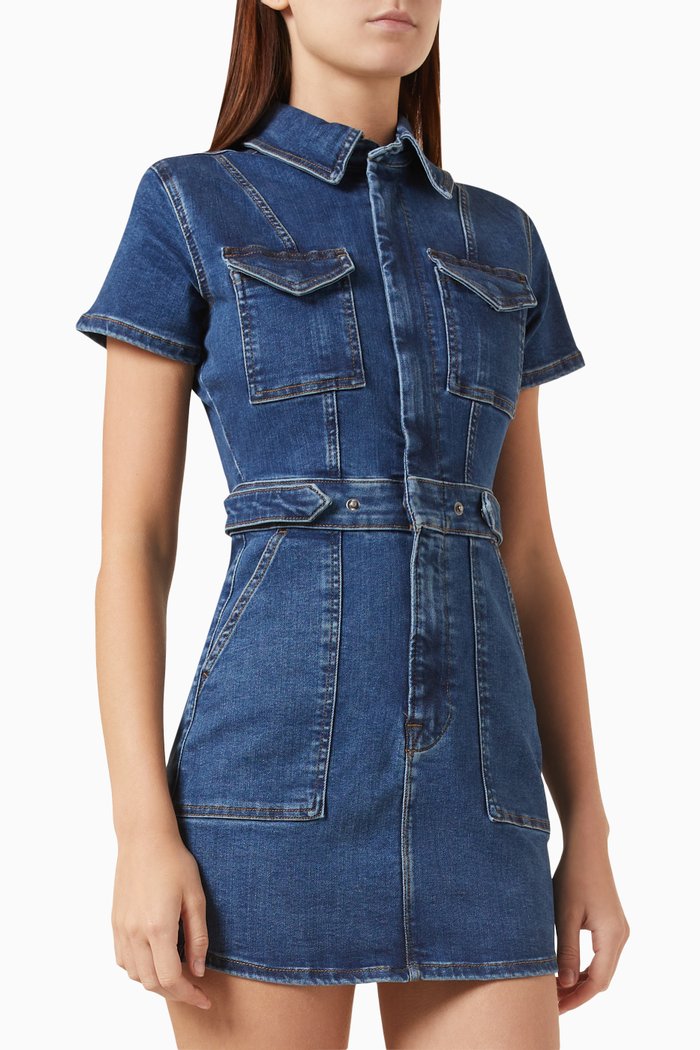 

Fit For Success Mini Dress in Cotton-denim, Blue