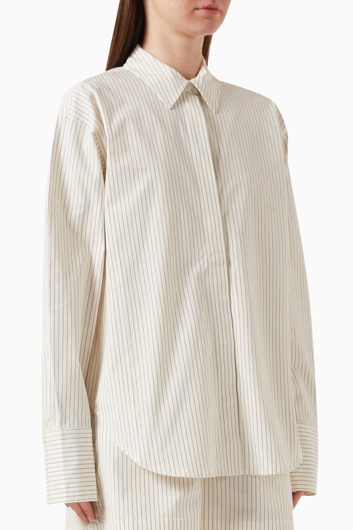 

Stripe Oversized Shirt in Cotton-poplin, Neutral