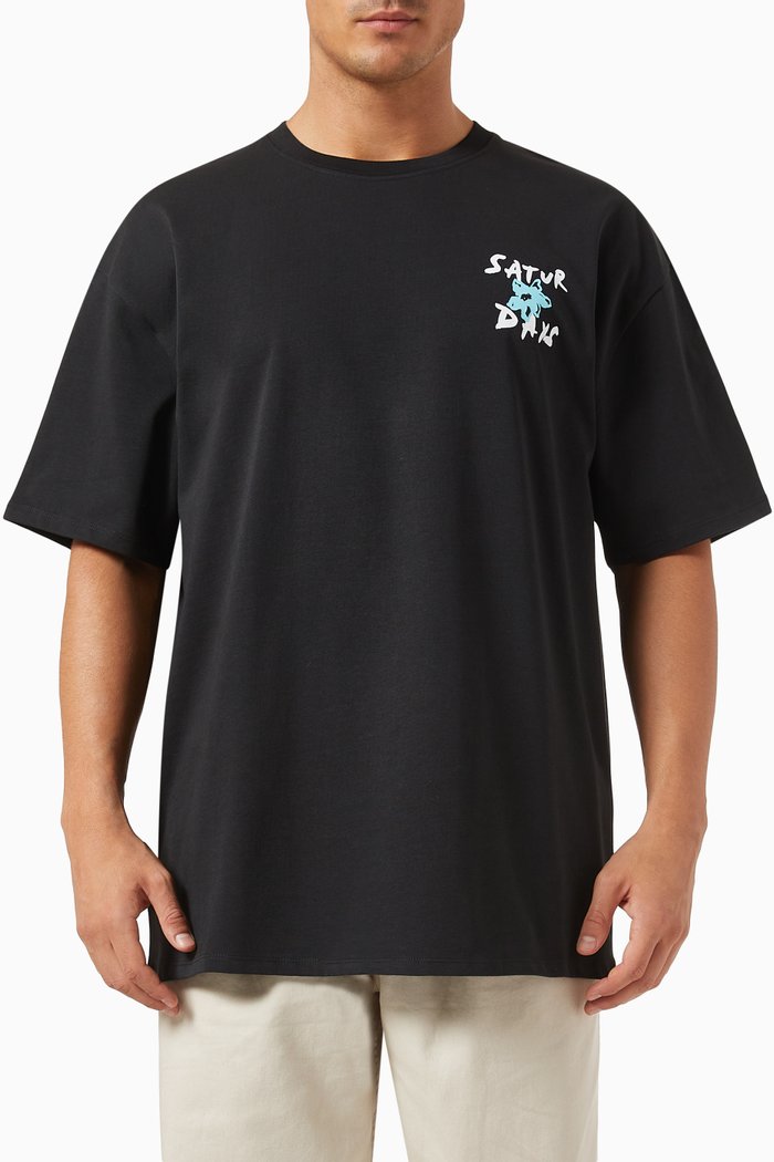 

Floral T-shirt in Cotton, Black